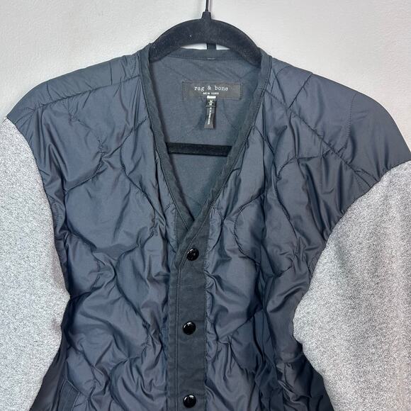 Rag & Bone jacket men's medium quilted varsity bomber varsity black gray - Picture 12 of 12